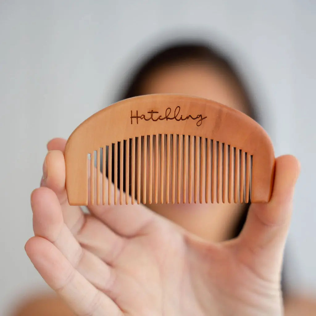 Wooden birth cupressure comb with logo etching
