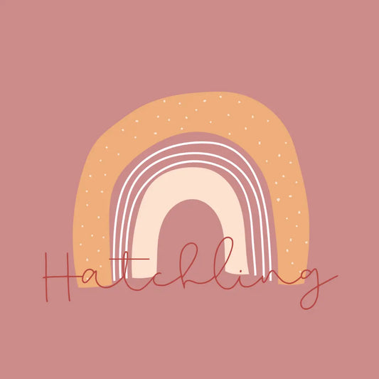 Pink hatchling gift voucher with peach coloured rainbow