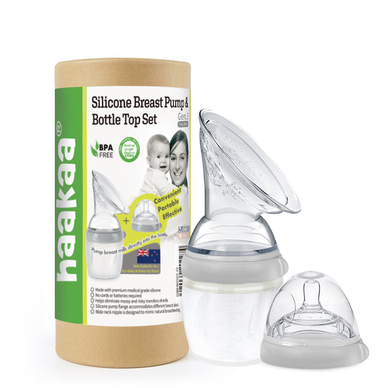 Haakaa Gen 3 Silicone Breast Pump & Bottle Top Set- 160ml- Grey