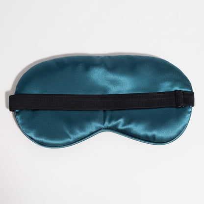 Teal satin eye mask with adjustable elastic strap